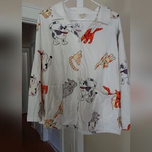 Aegean appare classic cat print 100% cotton pajama TOP size XL
